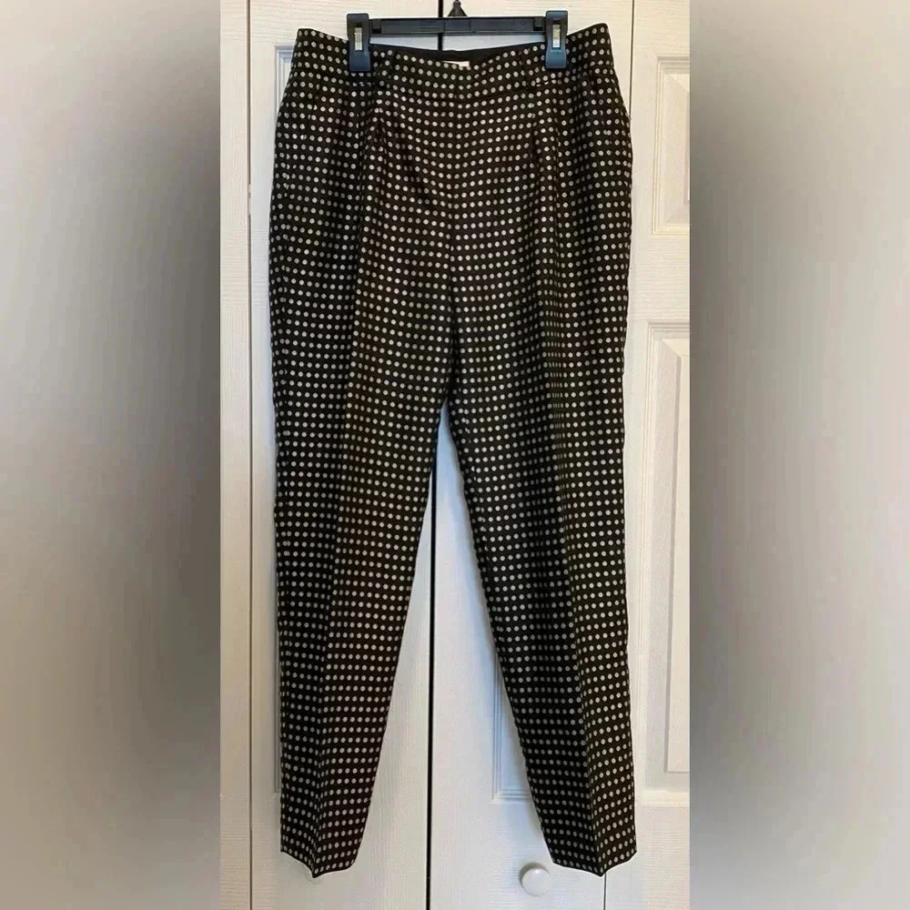 KATE SPADE NY Avery Crop Dress Career Trouser Pants Black Polka Dot Womens 4 NEW